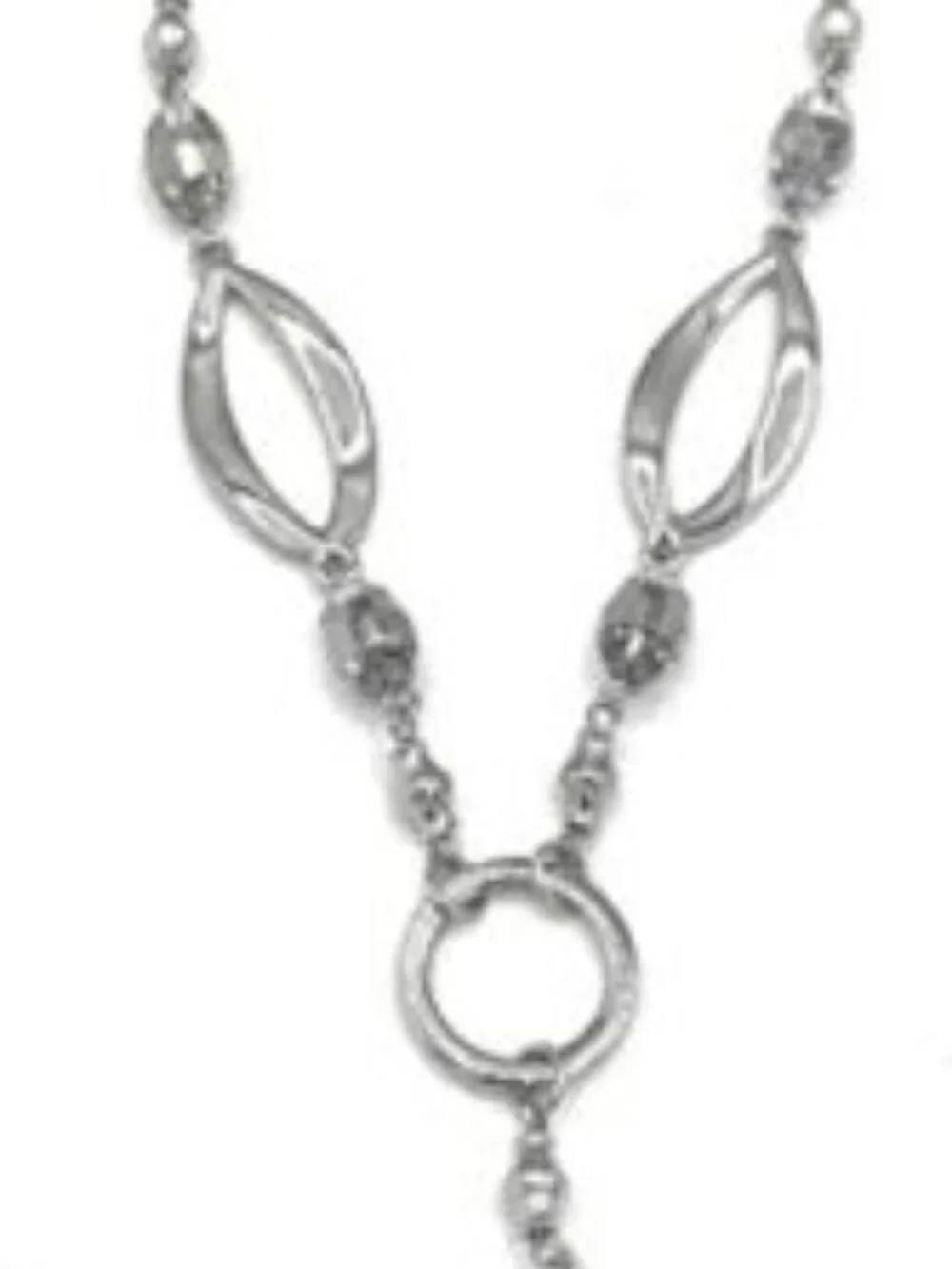 Retired Lia Sophia ESCAPADE BEGUILE Silver Y Drop Beaded Dressy Necklace